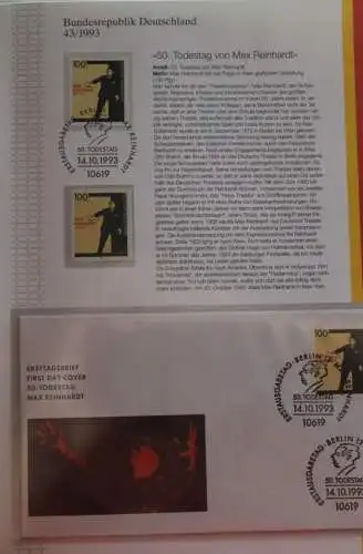 Deutschland  Ersttags-Sammelblatt 1993: Max Reinhardt;  MiNr. 1703