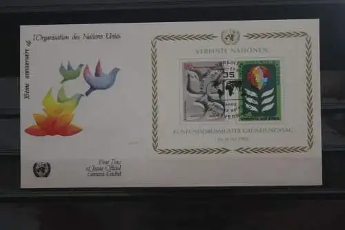 UNO Wien 1980: Block 35 Jahre UN; FDC