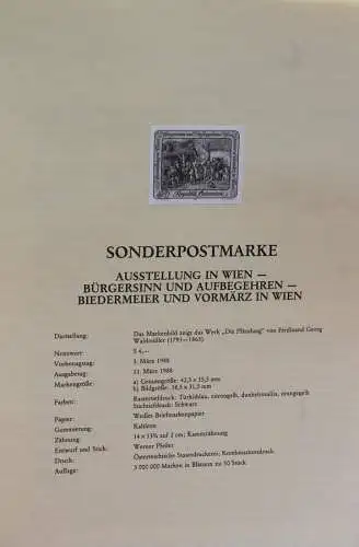 Schwarzdruck auf Schwarzdruckblatt Österreich 1988 zur Ausgabe: Ausstellung Biedermeier und Aufbegehren in Wien