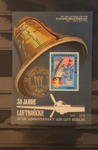 VIGNETTE; BRD  Vignettenblock der Luftbrücken-Ausgabe 30 Jahre Air Lift Berlin 1978; Goldstempel