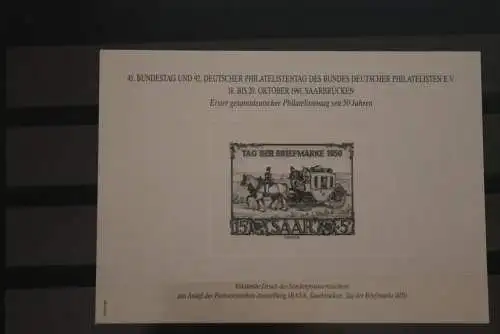 VIGNETTE; BRD, Schwarzdruck zum Philatelistentag Saarbrücken 1991; Saar Tag der Briefmarke 1950