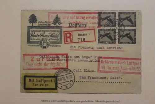 VIGNETTE; BRD, Vignette der Deutsche Post vom gescheiterten Atlantikflugversuch 1927