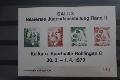 VIGNETTE; Vignettenblock zur SALUX Jugendausstellung 1979, nummeriert