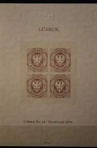 VIGNETTE; Lübeck Nr. 14; Neudruck 1978, nummeriert, Prägedruck