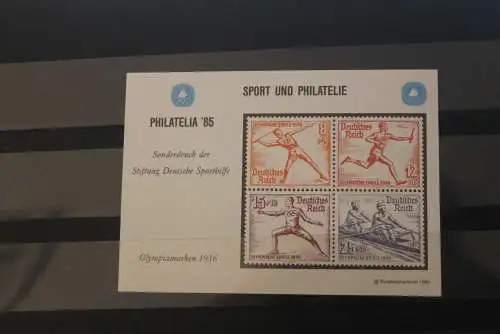 Vignette:BRD/Berlin;Für den Sport,Offizieller Druck der Deutsche Sporthilfe zur Philatelia '85;Olympiamarken 1936