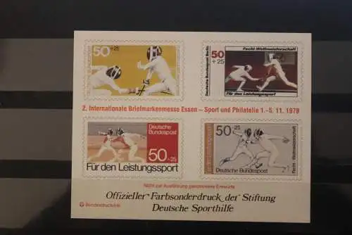 Vignette:BRD/Berlin;Für den Sport,Offizieller Druck der Deutsche Sporthilfe zur Messe Essen 1978:Fechten