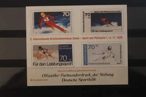 Vignette:BRD/Berlin;Für den Sport,Offizieller Druck der Deutsche Sporthilfe zur Messe Essen 1978:Ski