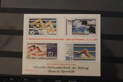 Vignette:BRD/Berlin;Für den Sport,Offizieller Druck der Deutsche Sporthilfe zur Messe Essen 1978:Schwimmen