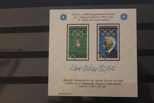 Vignette:BRD;Für den Sport,Offizieller Druck der Deutsche Sporthilfe 1981; Entwürfe Olympiamarken 1968