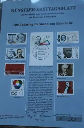 Deutschland, Künstler-Ersttagsblatt 1994: Hermann von Helmholtz, MiNr 1752