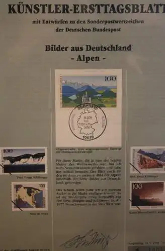 Deutschland, Künstler-Ersttagsblatt 1994: Bilder aus Deutschland: Alpen,  MiNr 1742