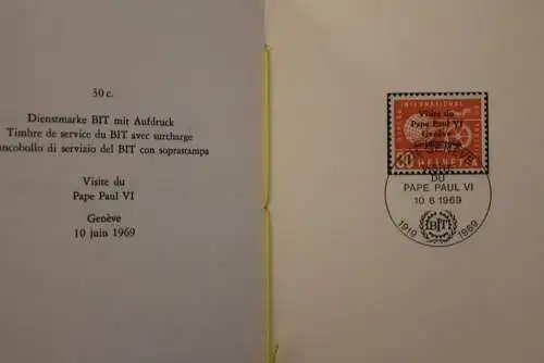 Schweiz 1969,  PTT- Sammelheft  Nr. 92a; 10.6. 1969; Dienstmarke BIT mit Aufdruck: Papst Paul VI., ESST