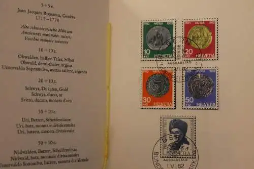 Schweiz 1962,  PTT- Sammelheft  Nr. 46, Pro Patria, Alte Münzen, ESST