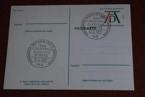 Dürer Sonderpostkarte 1971; PSo3/01; Selbstbildnis; ESST Nürnberg