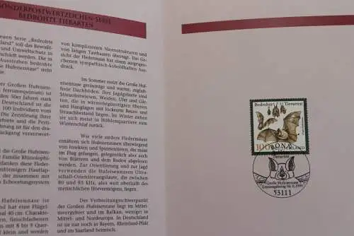 Deutschland 1999; Jahressammlung-ETB: Bedrohte Tierarten (I), MiNr. 2086, bitte lesen