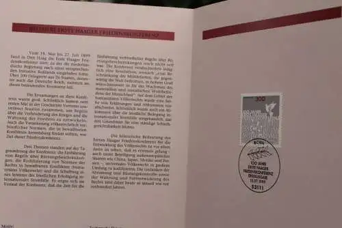 Deutschland 1999; Jahressammlung-ETB: Haager Friedenskonferenz, MiNr. 2066, bitte lesen