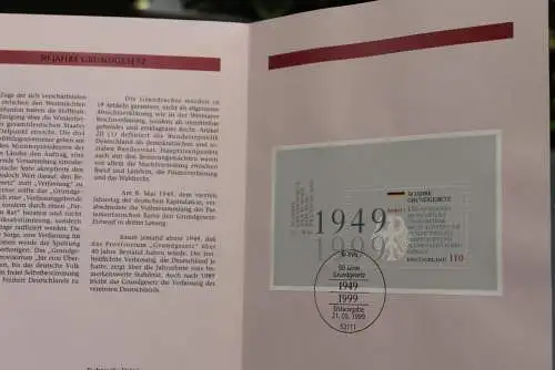 Deutschland 1999; Jahressammlung-ETB: Grundgesetz, MiNr. Block 48, bitte lesen