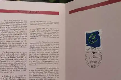 Deutschland 1999; Jahressammlung-ETB: 50 Jahre Europarat,  MiNr. 2049, bitte lesen