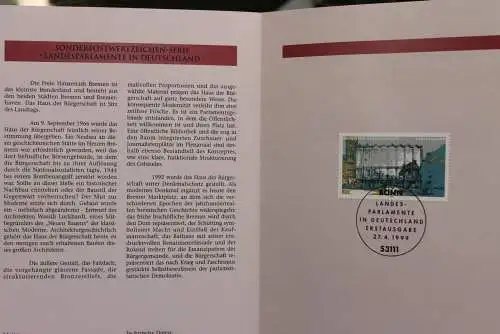 Deutschland 1999; Jahressammlung-ETB: Landesparlamente: Bremen, MiNr. 2040, bitte lesen