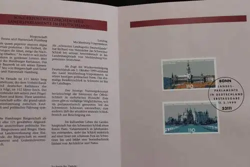 Deutschland 1999; Jahressammlung-ETB: Landesparlamente: Hamburg, Mecklenburg, MiNr. 2036-37, bitte lesen