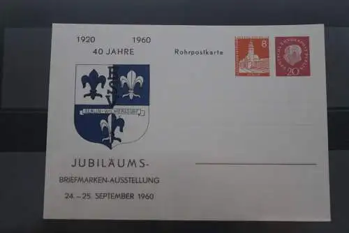 Berlin 1960, Postkarte, WSt  Berliner Bauten (II), Heuss II, Luftpost; 40 Jahre BSV, Rohrpostkarte, ungebraucht