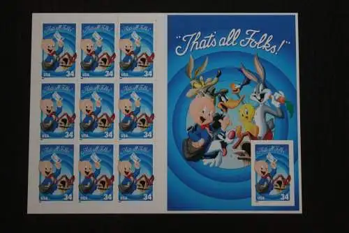 U.S.A.; USA 2001; Folienbogen: Comicfigur Schweinchen, MiNr. 3493 BA, MNH