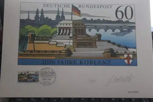 Koblenz;  2000 Jahre Koblenz  1992; Künstleredition mit Handsignatur; Limitierte Auflage; lesen