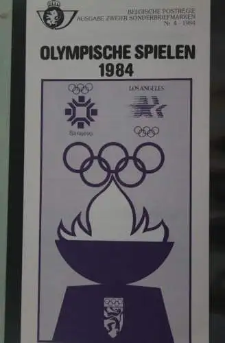 Belgien, Schwarzdruck, Ersttagsfaltblatt Nr. 4-1984: Olympische Spiele 1984; deutsche Ausgabe