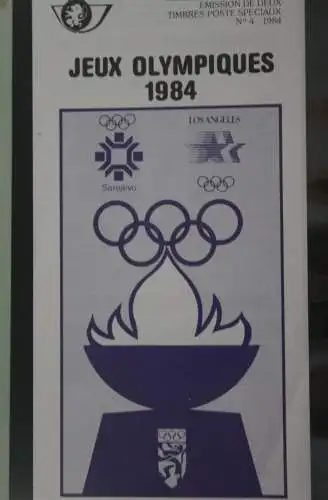 Belgien, Schwarzdruck, Ersttagsfaltblatt Nr. 4-1984: Jeux Olympiques 1984; franz. Ausgabe