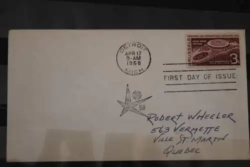 U.S.A. Weltausstellung 1958 Brüssel, FDC, MiNr. 724