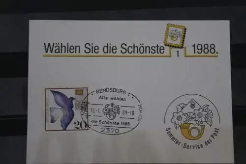 BRD, Erinnerungskarte,Ausstellungskarte:Wahl der Schönsten 1988, Rendsburg