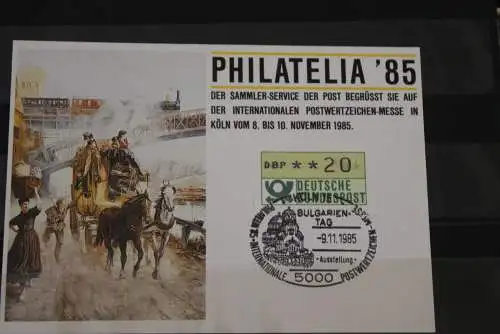 BRD, Erinnerungskarte,Ausstellungskarte: PHILATELIA 1985, ATM 1