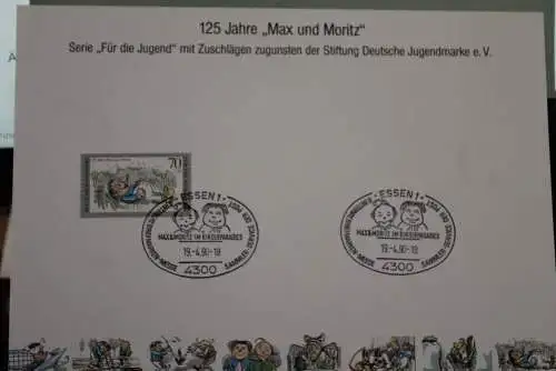 BRD, Erinnerungskarte,Ausstellungskarte:8. Messe Essen 1990, Max und Moritz