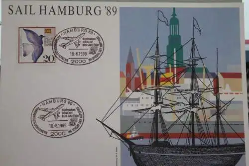 BRD, Erinnerungskarte,Ausstellungskarte:Sail Hamburg '89