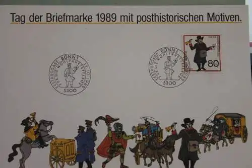 BRD, Erinnerungskarte,Ausstellungskarte:Tag der Briefmarke 1989, SST Bonn