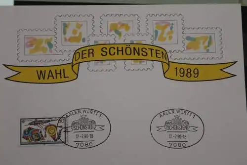 BRD, Erinnerungskarte,Ausstellungskarte:Wahl der Schönsten 1989, SST Aalen