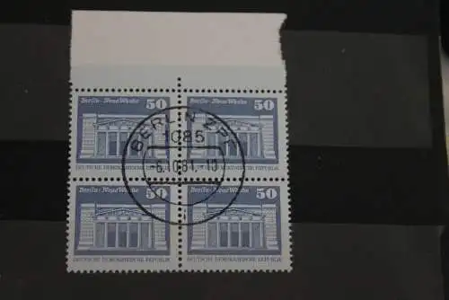 DDR ; Freimarken: Aufbau; Kleinformat, Viererblock, gebraucht, 50 Pf., MiNr. 2549 v