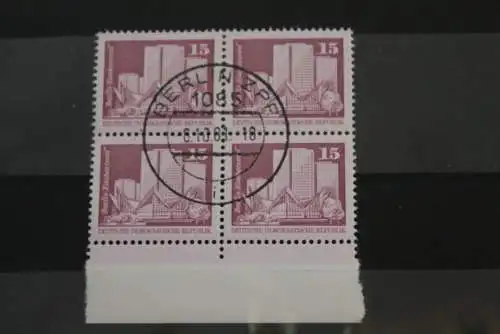 DDR  Freimarken: Aufbau; Kleinformat, Viererblock, gebraucht, 15 Pf., MiNr. 2501 v