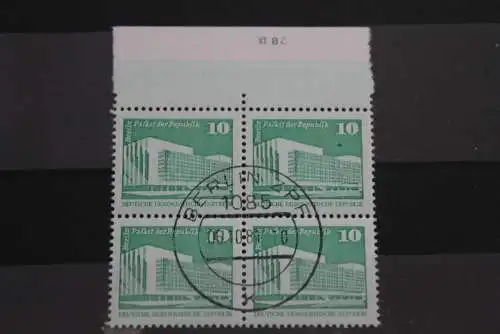 DDR Freimarken: Aufbau; Kleinformat, Viererblock, gebraucht, 10 Pf., MiNr. 2484 v