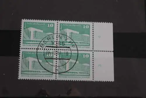 DDR ; Freimarken: Aufbau; Kleinformat, Viererblock, gebraucht, 10 Pf., MiNr. 2484 v