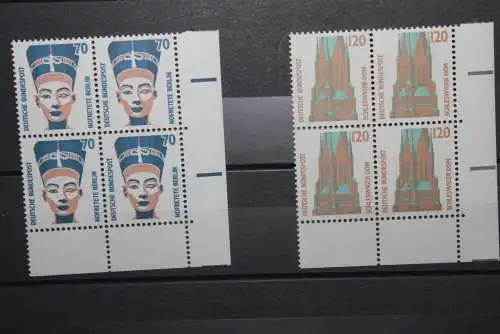 Deutschland 1988, Sehenswürdigkeiten Ergänzungswerte 70 und 120 Pf., MiMr. 1374-75, Viererblock, MNH