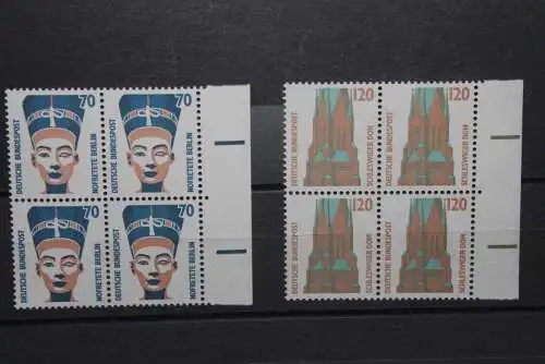 Deutschland 1988, Sehenswürdigkeiten Ergänzungswerte 70 und 120 Pf., MiMr. 1374-75, Viererblock, MNH