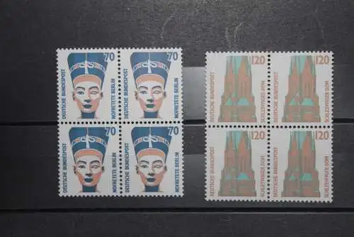 Deutschland 1988, Sehenswürdigkeiten Ergänzungswerte 70 und 120 Pf., MiMr. 1374-75, Viererblock, MNH