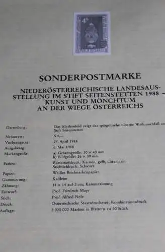 NÖ-Landesausstellung im Stift Seitenstetten 1988 ;Österreich Amtl. Schwarzdruck auf Schwarzdruckblatt 1988;27.Apr. 1988