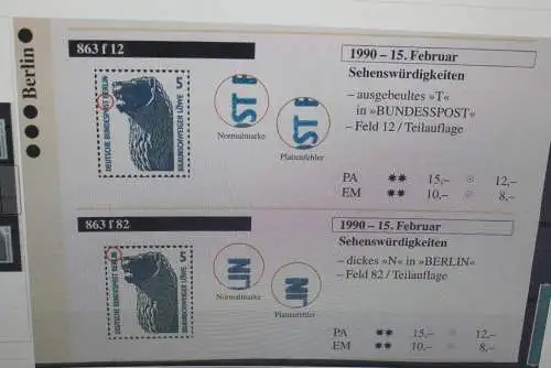 Berlin; Freimarken Sehenswürdigkeiten, 2 waagerechte Paare 5 Pf., MiNr.863, MNH, Plattenfehler