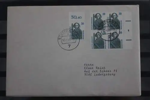 Deutschland 1989, FDC, Stuttgart, befördert, portogerecht, MiNr. 1400 A