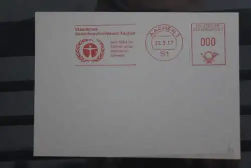 Deutschland 1977, Karte mit Stempel Umweltschutz; Aachen