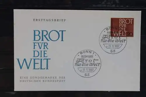 Deutschland 1962,  FDC Brot für die Welt, MiNr. 389