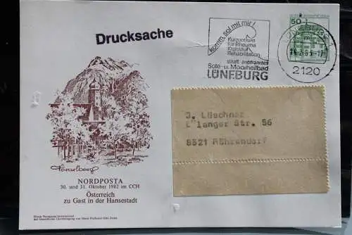 Berlin, Ganzsache zur NORDPOSTA 1982, gestempelt Lüneburg