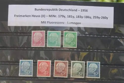 Deutschland, Freimarken: Heuss Lumogen;  MiNr. 179 y, 181 y, 183 y-186 y, 259 y-260 y, MNH